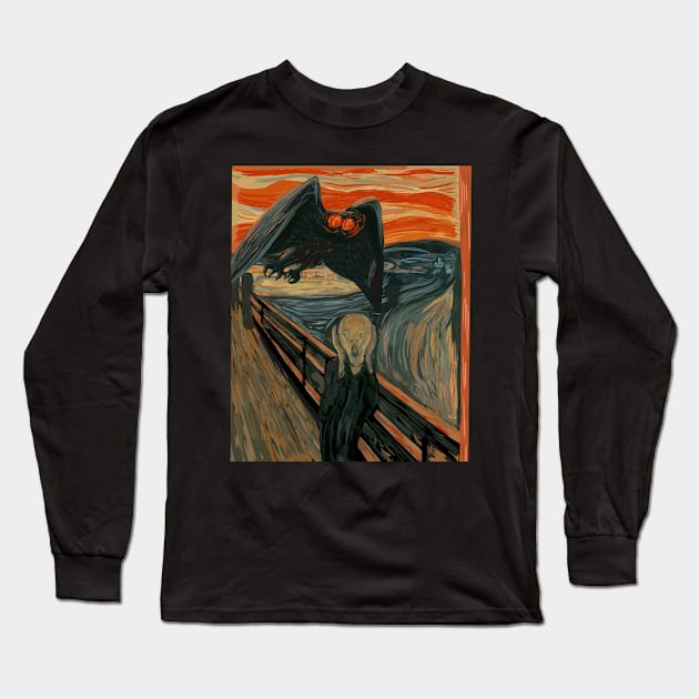 Funny Mothman Shirt - The Scream Long Sleeve T-Shirt by Get Hopped Apparel